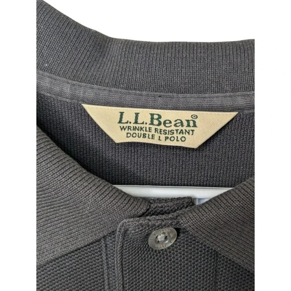 L.L. Bean Mens Wrinkle Resistant Double L Short Sleeve Black Polo - Picture 9 of 10